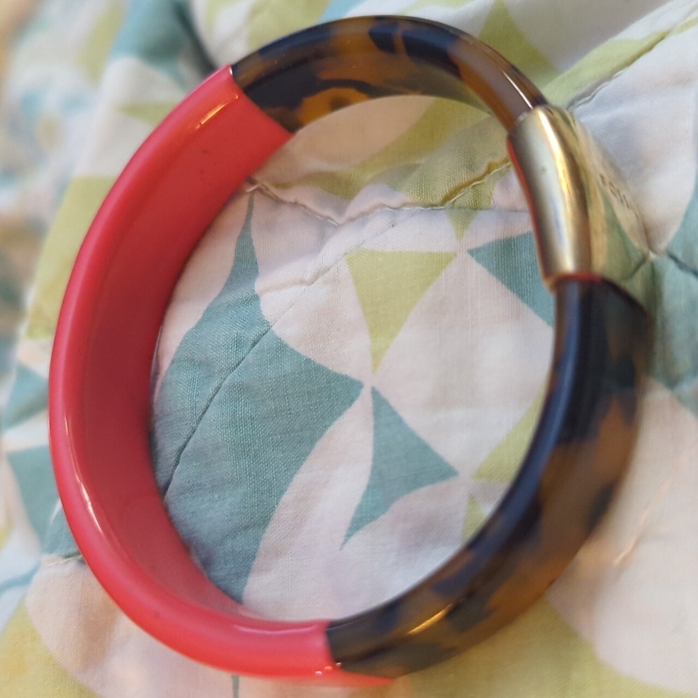 Fossil vintage orange & camel animal print cuff bracelet